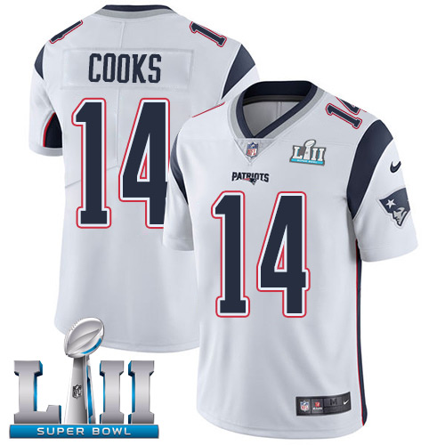 Nike Patriots #14 Brandin Cooks White Super Bowl LII Men's Stitched NFL Vapor Untouchable Limited Jersey